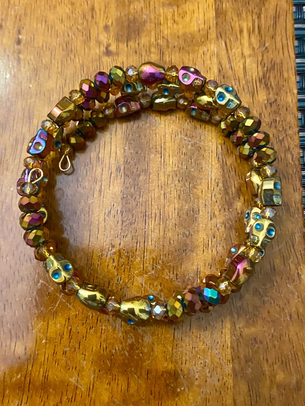 Cranberry Skulls Wrap Bracelet
